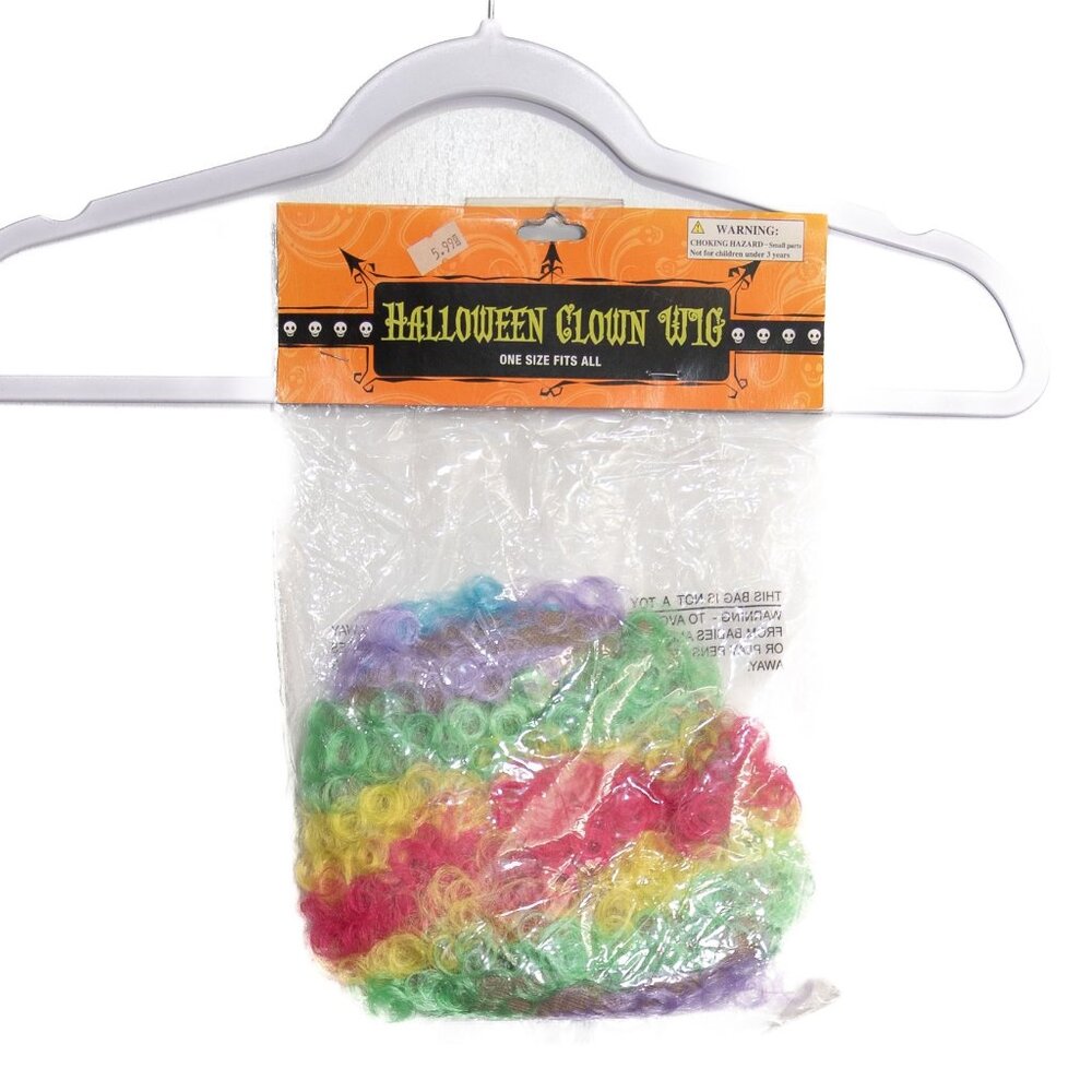 Halloween Clown Wig One Size Fits All Multi-Color Rainbow Costume Accessory